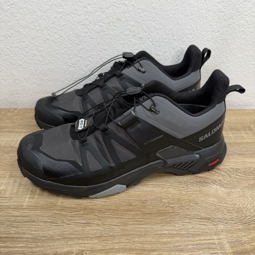 Salomon X Ultra 4 Wide GTX Gore-Tex Trail Hiking Shoes Men's US 11.5 Black Gray